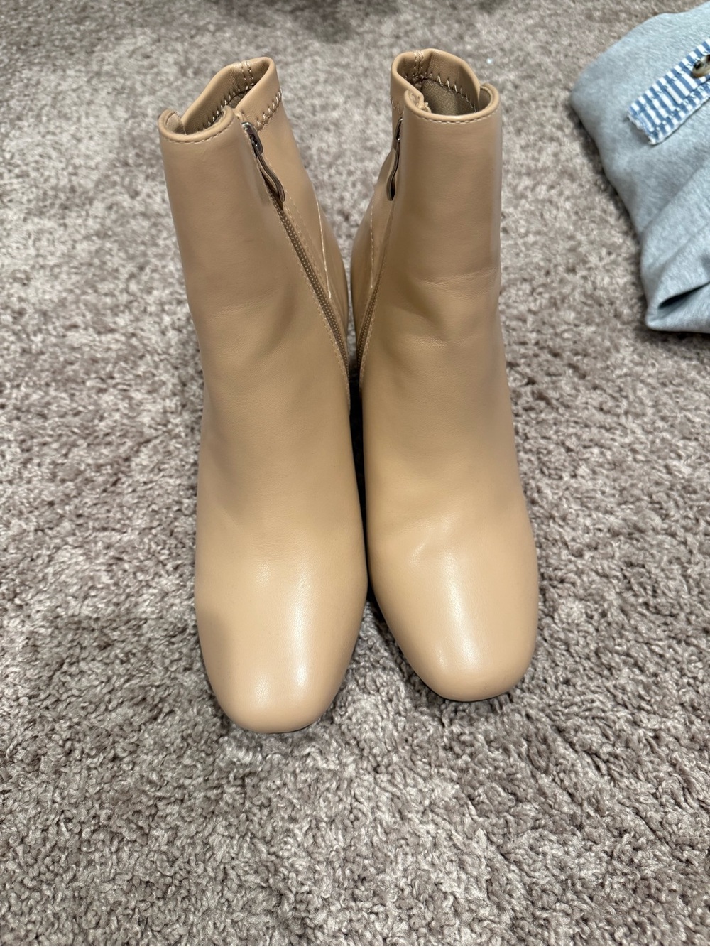 Neutral Tan Ankle Booties with Side Zip